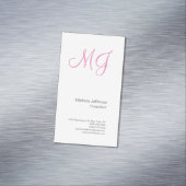 書道ユニークモノグラムホワイトピンクイニシャル マグネット名刺 (インサイチュ)