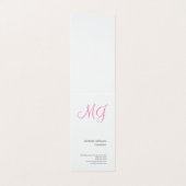 書道ユニークモノグラムホワイトピンクイニシャル 名刺 (外部フラット)