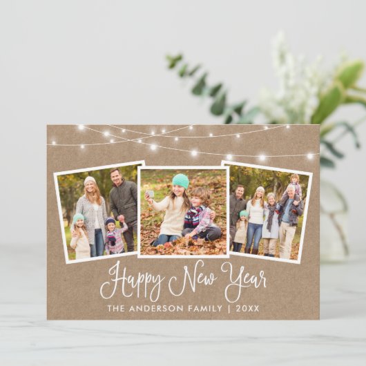 書道ライトクラフト3写真新年おめでとう シーズンカード (スタンド正面)