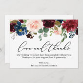 書道ラブバー感謝していグンディブルーフローラ サンキューカード (正面/裏面)