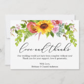 書道ラブヒマワリ感謝していー緑のフローラ サンキューカード (正面)