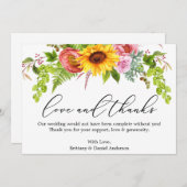 書道ラブヒマワリ感謝していー緑のフローラ サンキューカード (正面/裏面)