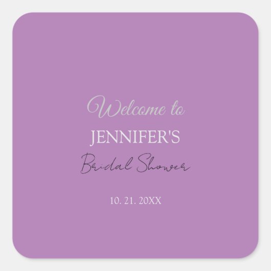 書道ラベエレガントンダウェルカムブライダルシャワー スクエアシール (正面)