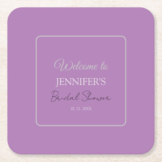 書道ラベエレガントンダウェルカムブライダルシャワー スクエアペーパーコースター (正面)
