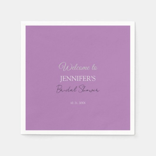 書道ラベエレガントンダウェルカムブライダルシャワー スタンダードカクテルナプキン (正面)