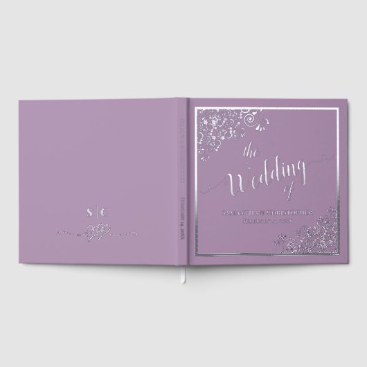 書道ラベエレガントンダー&シルバーフォイル結婚ズ ゲストブック (全面)