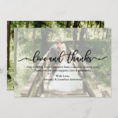 書道ラヴ感謝してい結婚の写真オーバーレイカード サンキューカード (正面/裏面)