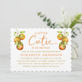 書道リトルかわいこちゃん赤ちゃんシャワー金ゴールドオレンジ 招待状 (スタンド正面)