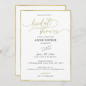 書道リリエレガントーバレー金ゴールドブライダルシャワー 招待状 (正面/裏面)