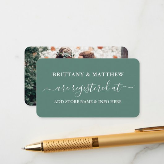 書道レジストリ写真ユーカリプトゥスグリーン エンクロージャーカード (正面/裏面インサイチュ)