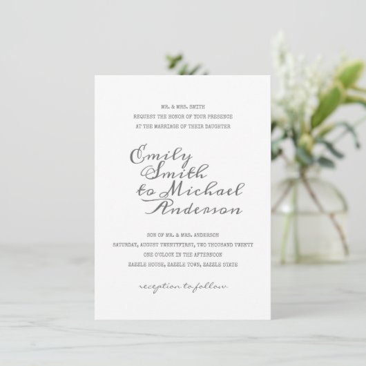 書道レタープレス写真結婚式招待状 招待状 (スタンド正面)