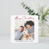 書道レッドインククリスマスフォトミニマリスト シーズンカード (スタンド正面)