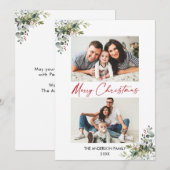 書道レッドインクスクリプト写真グリーンリーベリー シーズンカード (正面/裏面)