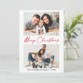 書道レッドインクスクリプト2写真クリスマス シーズンカード (スタンド正面)