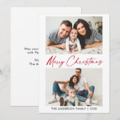 書道レッドインクスクリプト2写真クリスマス シーズンカード (正面/裏面)