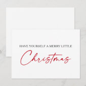 書道レッドインクペンミニマリストクリスマス シーズンカード (正面/裏面)