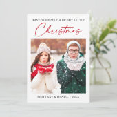 書道レッドインクペンミニマリスト写真クリスマス シーズンカード (スタンド正面)