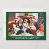 書道レッドトラッククリスマスフォトバックグリーン シーズンカード (裏面)