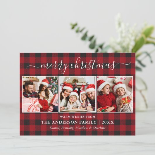書道レッドバッファロープレイド3写真クリスマス シーズンカード (スタンド正面)