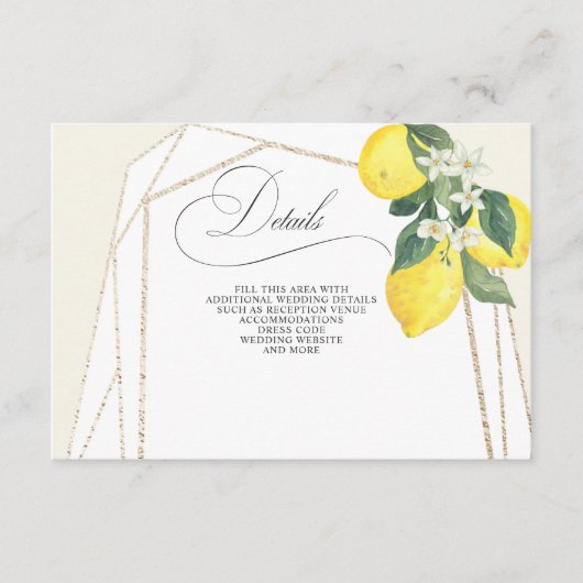 書道レモ素朴ンシトラスサマー結婚ズ エンクロージャーカード (正面)