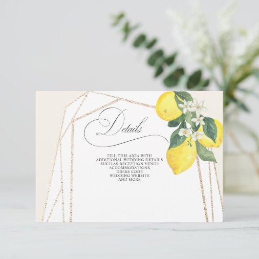 書道レモ素朴ンシトラスサマー結婚ズ エンクロージャーカード (スタンド正面)