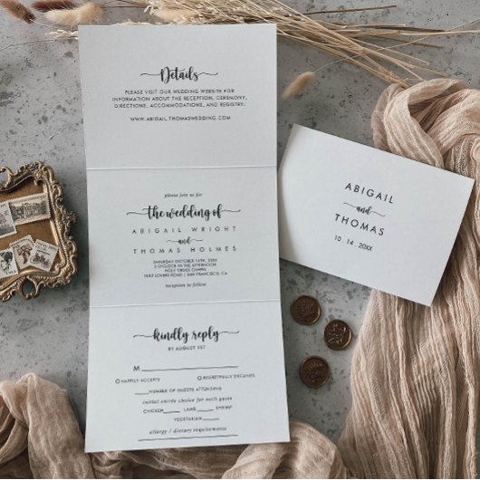 書道三つ折り文字結婚の次の 三つ折り招待状