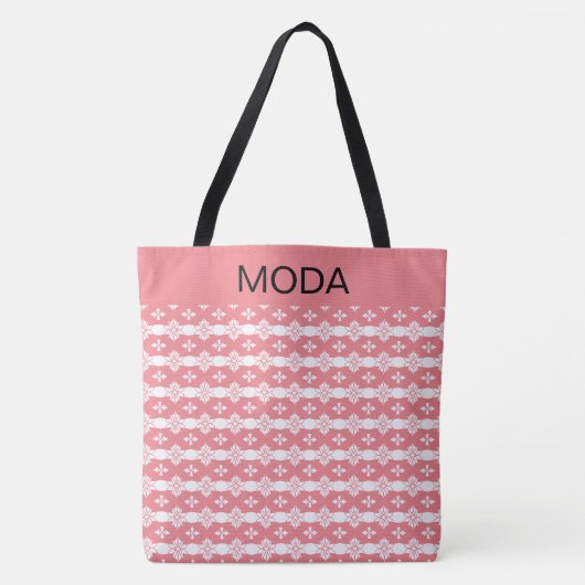 書道付き珊瑚色ピンクと白 トートバッグ (正面)