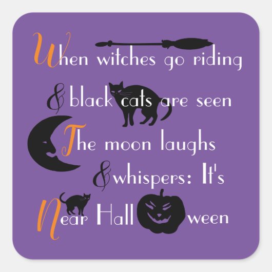 書道伝統的ハロウィン詩 スクエアシール (正面)