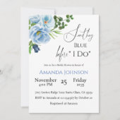 書道何か青いフローラブライダルシャワー 招待状 (正面)