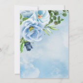 書道何か青いフローラブライダルシャワー 招待状 (裏面)