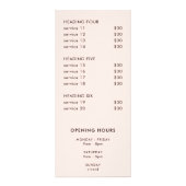 書道価格表赤面ピンクラックカード ラックカード (裏面)