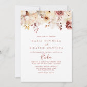 書道優美なフローラボダスペインの結婚ズ 招待状 (正面)