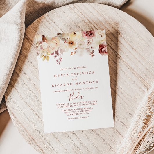 書道優美なフローラボダスペインの結婚ズ 招待状