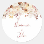書道優美なフローラ結婚の封筒用シール ラウンドシール (正面)