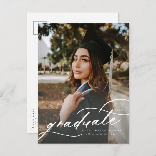 書道写モダン真の卒業はがき 案内ポストカード (正面/裏面)