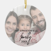 書道写真お洒落家族クリスマス セラミックオーナメント (正面)