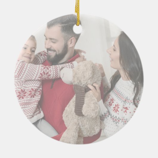 書道写真お洒落家族クリスマス セラミックオーナメント (裏面)