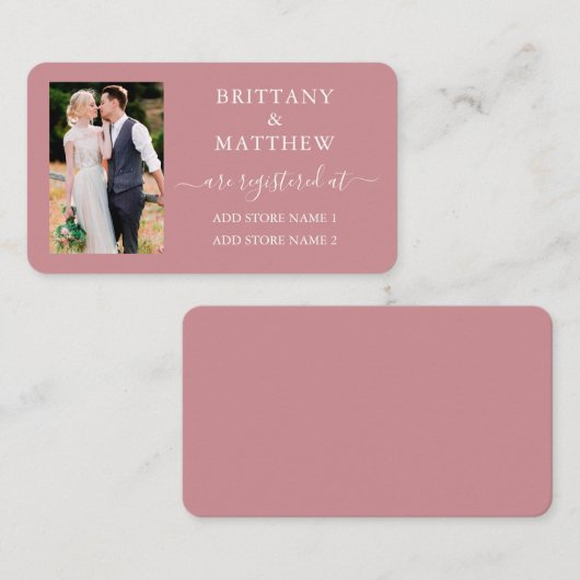 書道写真の結婚レジストリほこりっぽいバラ エンクロージャーカード (正面/裏面)