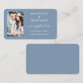 書道写真の結婚レジストリほこりっぽい青 エンクロージャーカード (正面/裏面)