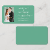 書道写真の結婚レジストリミントグリーン エンクロージャーカード (正面/裏面)