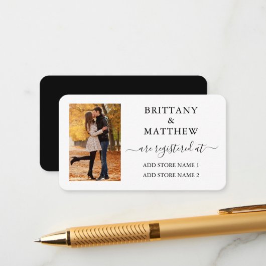 書道写真の結婚レジストリ白黒 エンクロージャーカード (正面/裏面インサイチュ)