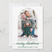 書道写真アーチクリスマススノーフレーク緑 シーズンカード (正面)