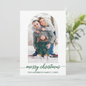 書道写真アーチクリスマススノーフレーク緑 シーズンカード (スタンド正面)