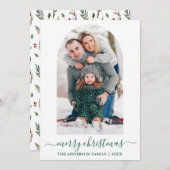 書道写真アーチ水彩緑のヒイラギ シーズンカード (正面/裏面)