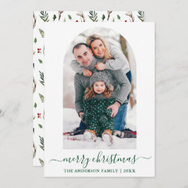 書道写真アーチ水彩緑のヒイラギ シーズンカード