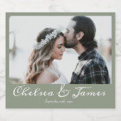 書道写真セージ緑の結婚披露宴 スパークリングワインラベル (シングルラベル)