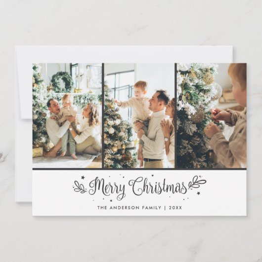 書道写真モダンコラージメリークリスマス シーズンカード (正面)