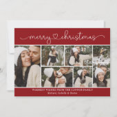 書道写真モダンコラージュ赤クリスマス カード (正面)