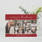 書道写真モダンコラージュ赤クリスマス カード (スタンド正面)