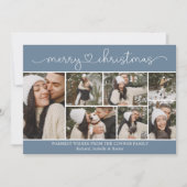 書道写真モダンコラージュ青いクリスマス カード (正面)